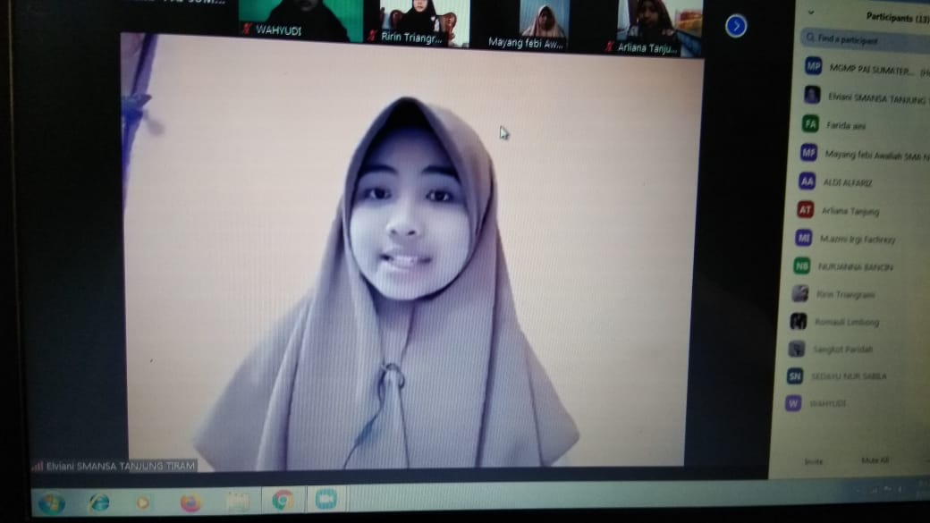 Siswi SMA Negeri 1 Tanjung Tiram, ELVIANI Dipercaya Sebagai MC Virtual Pada Acara AGPAI SUMUT Dalam Rangka Penyambutan Tahun Baru Islam 1442 H.